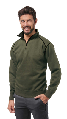 FELPA  POLYCOTONE ZIP CORTA VERDE/NERO