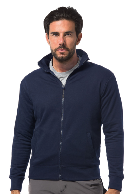 ++FELPA BLU NAVY COTONE/POLY ZIP LUNGA
